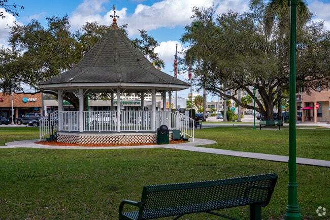 There is a gazebo and entertainment area at Circle Park.
