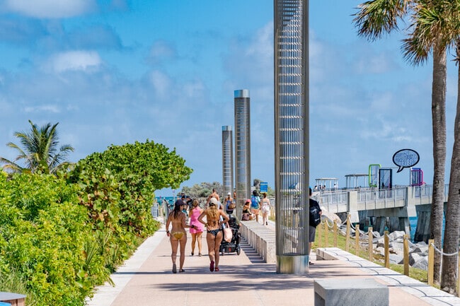 A walk through South Pointe Park offers ocean views for island residents.