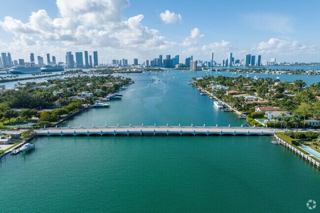 Palm and Hibiscus Islands connect by a two-lane bridge for easy access.