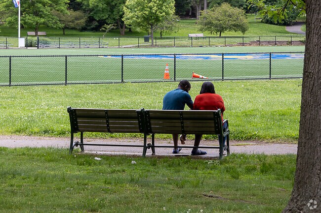 Monte Irvin Park offers lots of spots to relax on a sunny day.
