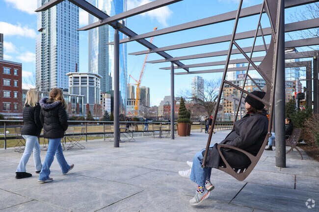 Swing on by and enjoy people watching at the Greenway in North End.