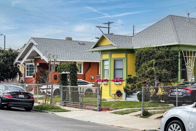 Yellow and red color bungalows in Boyle Height.