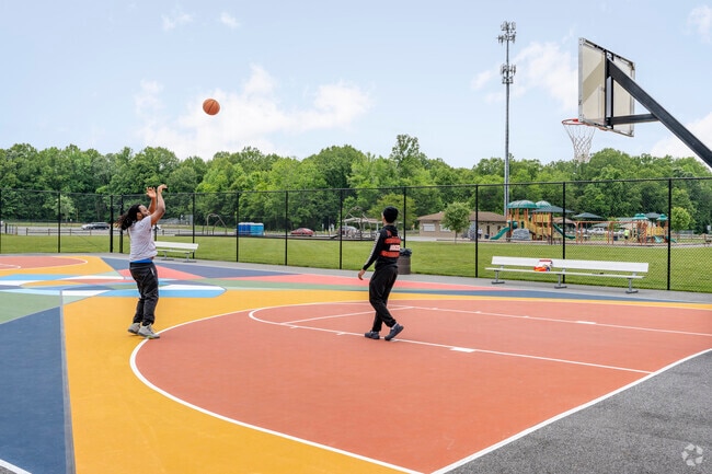 Bensville Park has basketball courts, a football field and a playground for the little ones.