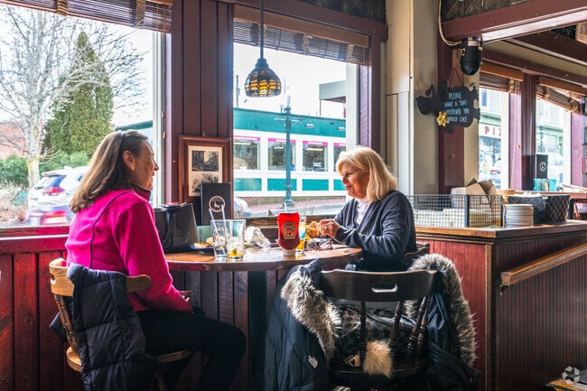 Two women enjoy a lunch meal at Barking Dog Bar & Grille near Merrimac.