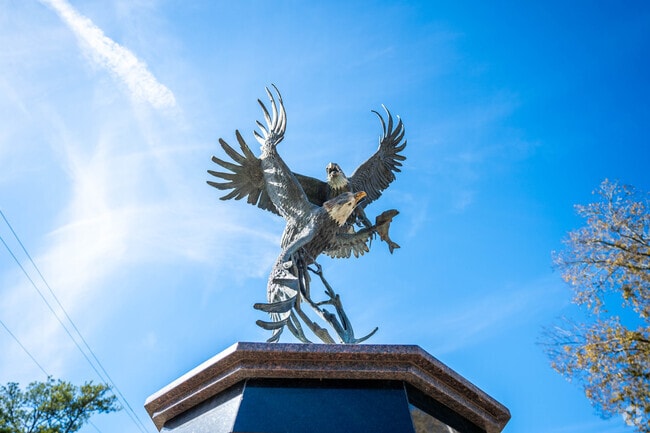 An impressive sculpture stands beside the river in Saint Martinville, Louisiana.