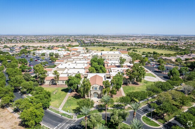An aerial perspective captures the layout of Verrado Middle School in Buckeye.