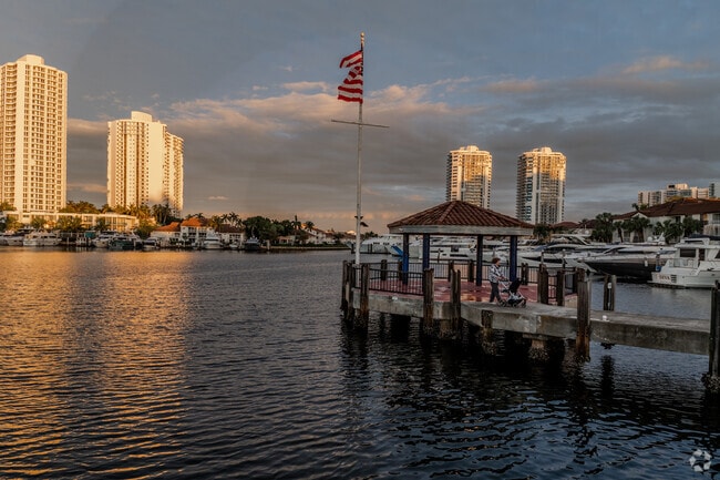 The Waterways marina has a scenic deck that goes out into the water.