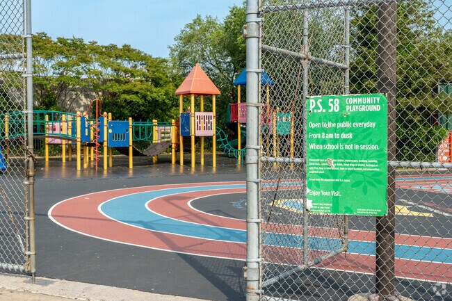 Ps 58 School of Heroes has a well maintained colorful playground.