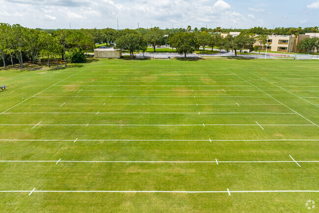 Seven Springs Middle includes large open fields for sports in Trinity.