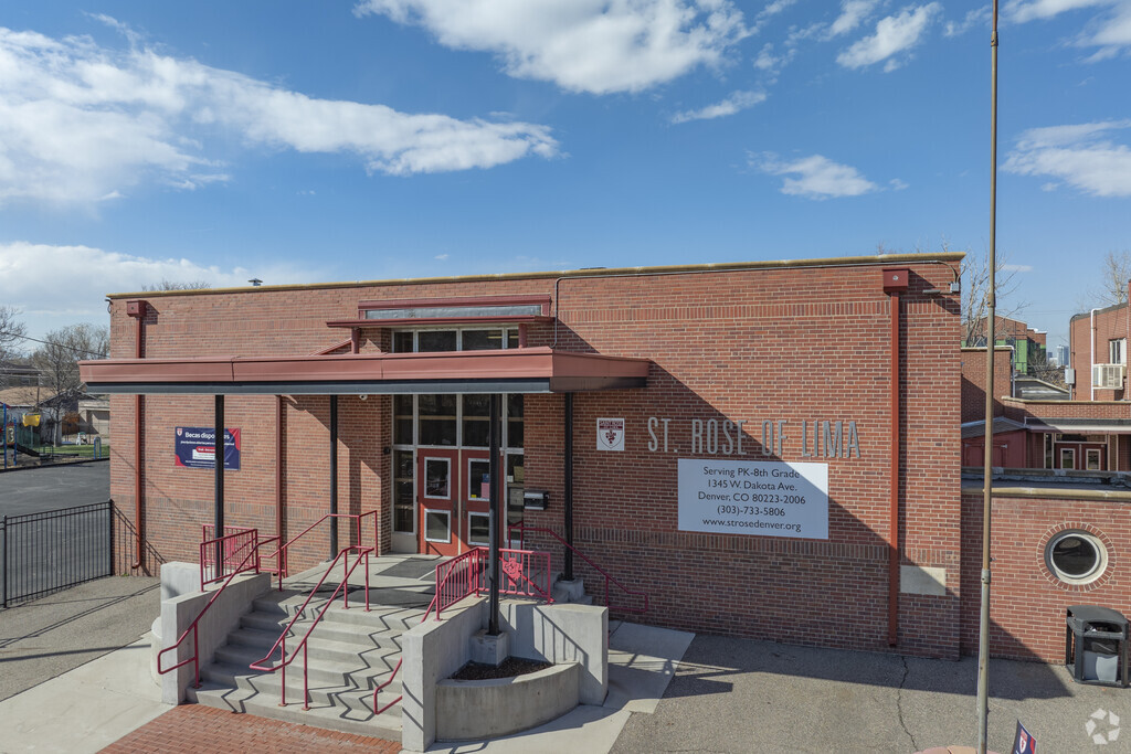 St. Rose of Lima School in Denver, CO on a bluebird day.