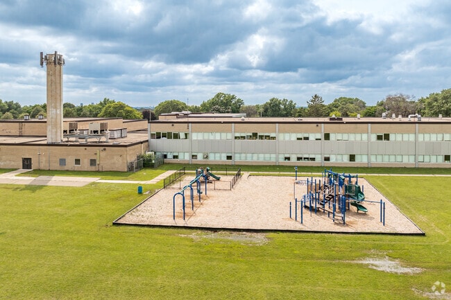 Hazel Park Preparatory Academy features a playground and ample green space.