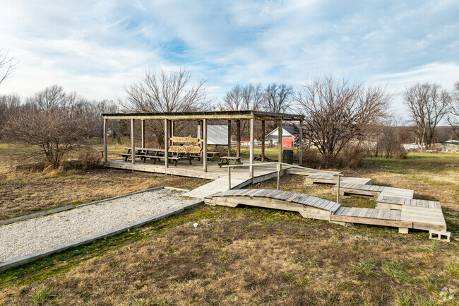 An outdoor classroom sits on the campus of Halfway Schools.