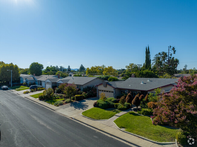 Crestwood homes are nestled among the tree-filled neighborhood.