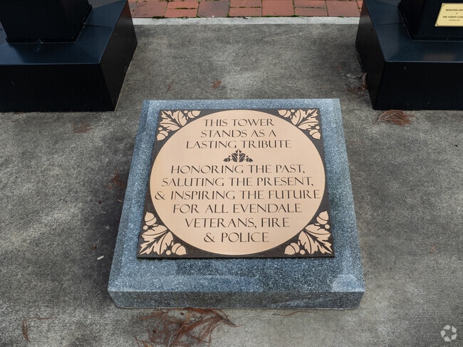 A plaque in Evendale honors veterans, firefighters, and police.