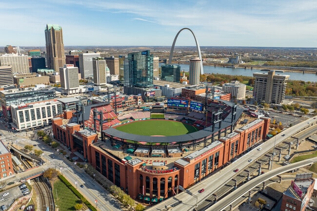 Downtown West is a short walk from Busch Stadium, home of the Cardinals.