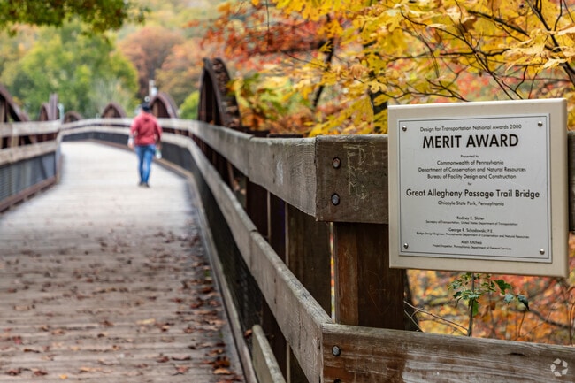 Take a stroll along the Great Allegheny Passage Trail Bridge in Ohiopyle State Park.