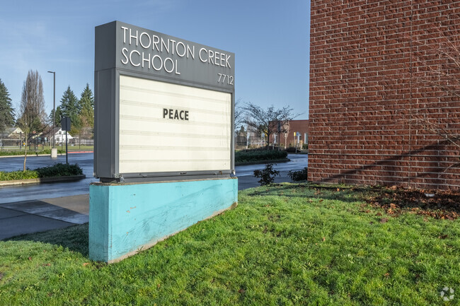 Thornton Creek Elementary signage.