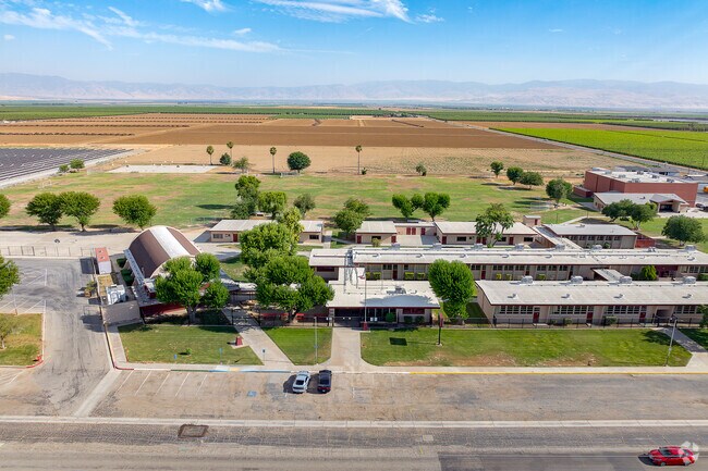 A view of the Sunset Middle School buildings from the sky.