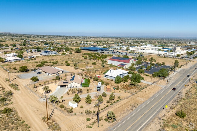 An aerial perspective of Phelan offers a glimpse of charming farm-style homes.