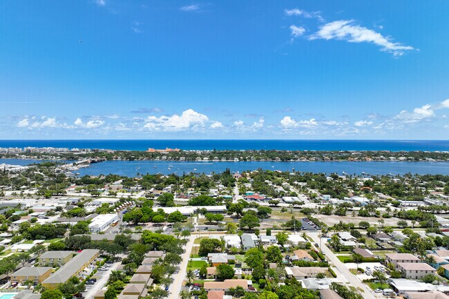 Aerial view to the ocean from Ocean Breeze neighborhood.