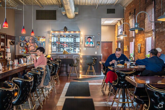 Patrons have lunch at the Basil Asian Bistro in Downtown Canton.