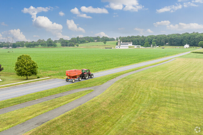Farm equipment is always moving around on the beautiful roads in Clay, Pennsylvania.