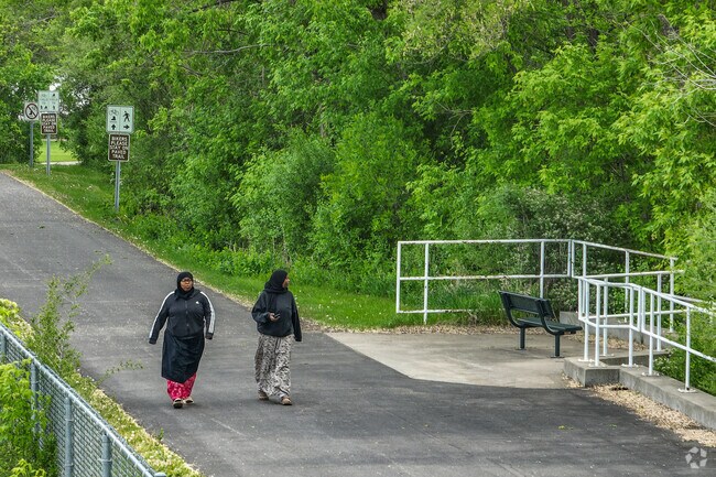 The River Walk Trail and Beaver Island Trail connect in the Southside neighborhood.