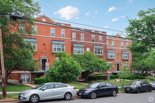 Federal style condo buildings lining Porter St NW in McLean Gardens.