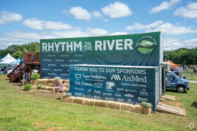 The Rhythm on the River Festival features live music, family activities, and food trucks, bringing the community of Powdersville together each May.
