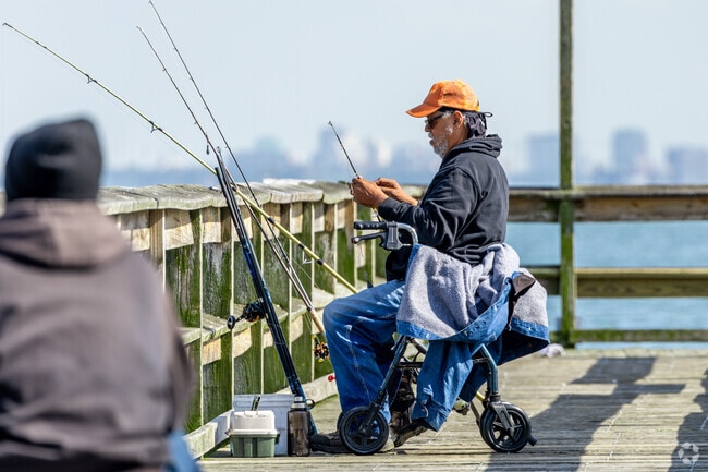 Fishermen can find peace on the pier at Monitor-Merrimac Overlook Park.