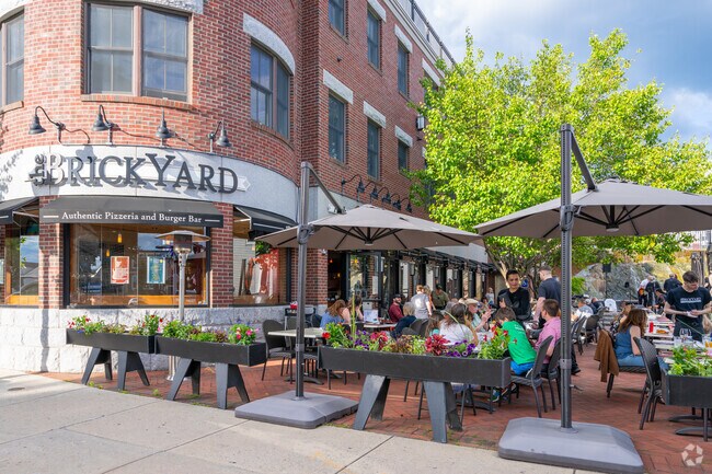 The Brickyard in Downtown Woburn has a large patio for outdoor seating in the warmer months.