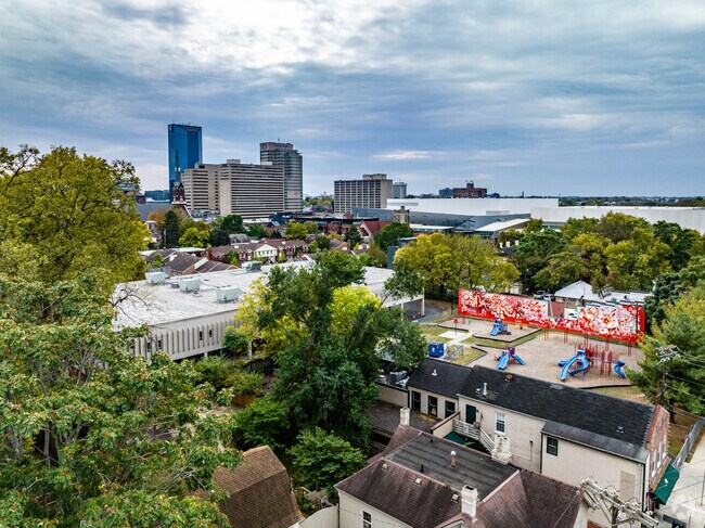 An aerial view of the Historic Western Suburb.