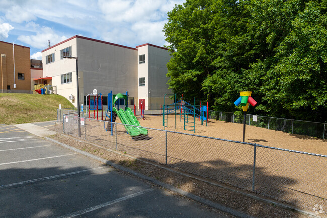 Irving School in Derby features a playground where students can burn off energy.