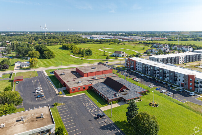 Ample green-space surrounds the Concordia Lutheran School in Sturtevant, WI.
