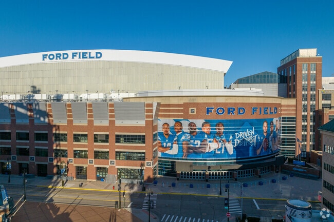 Ford Field is a short walk down Brush Street from Brush Park.