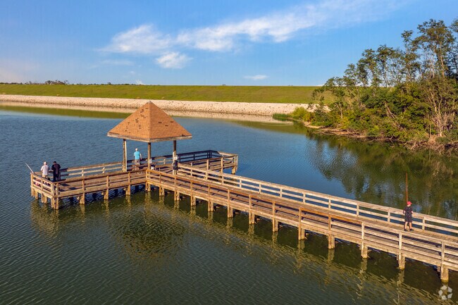 The pier is a great place to enjoy some fishing at Zorinsky Lake.