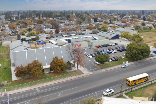 The parking lot of Aspen Valley Prep Academy in Fresno.