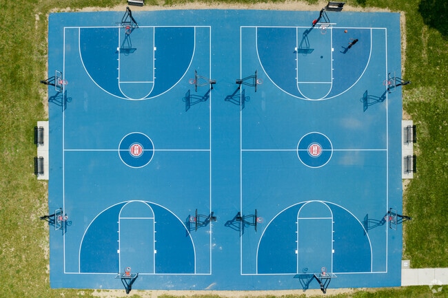 Detroit Pistons courts at River Rouge Park offer space for basketball games and exercise.
