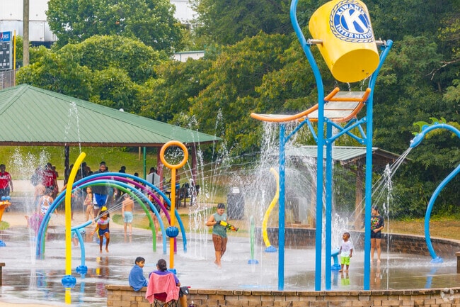 Families especially enjoy the large aquatic fun area at Kiwanis Park in Hickory.