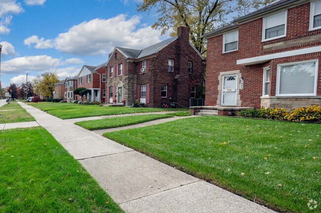 Brick Colonials, Tudors, and Cape Cods line the streets of the Schulze neighborhood.