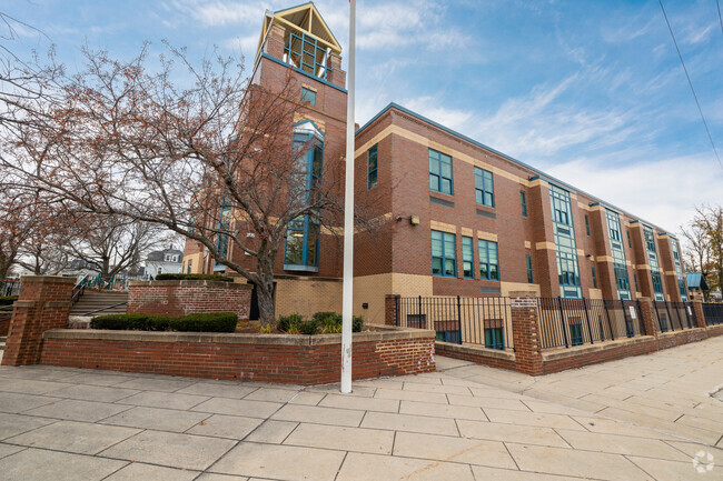 Joseph McAvinnue Elementary School's large building accommodates its student population.