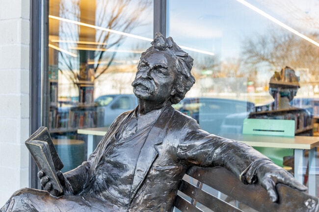 Encouraging readers at Rowlett's Library is the famous Albert Einstein statue.