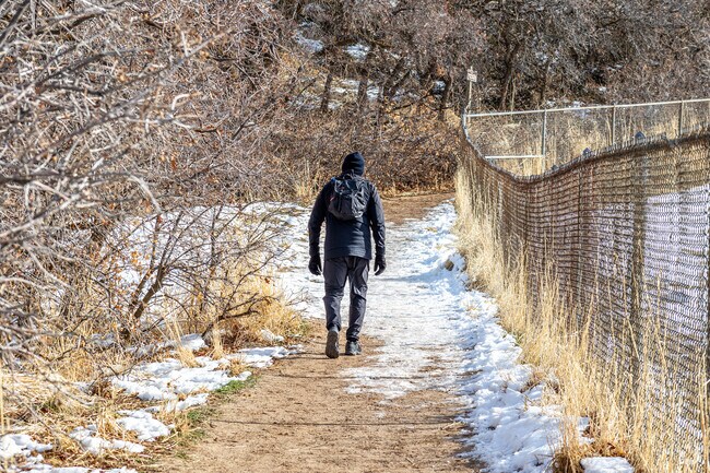 Adams Canyon is a popular hiking trail that leads into the mountains and to a waterfall.