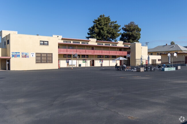 Island High School is a small school with a large outdoor area.