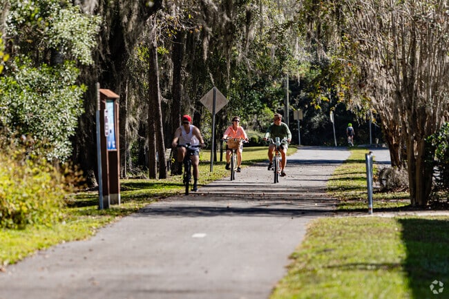 Riders of all ages and experience enjoy riding the Baldwin-Jacksonville Rail Trail, which begins in Baldwin.
