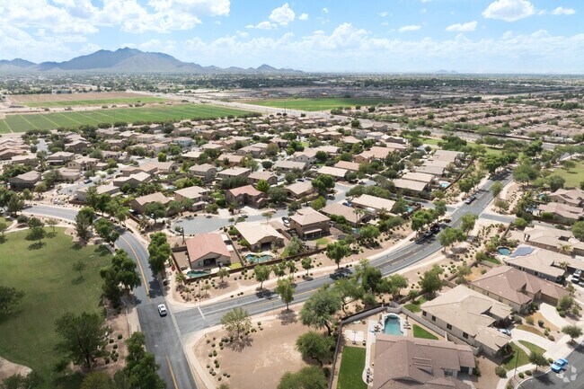 Many homes in Sossaman Estates have backyard pools.