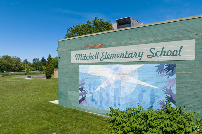 Beautiful murals are painted on the Mitchell Elementary School exterior walls.