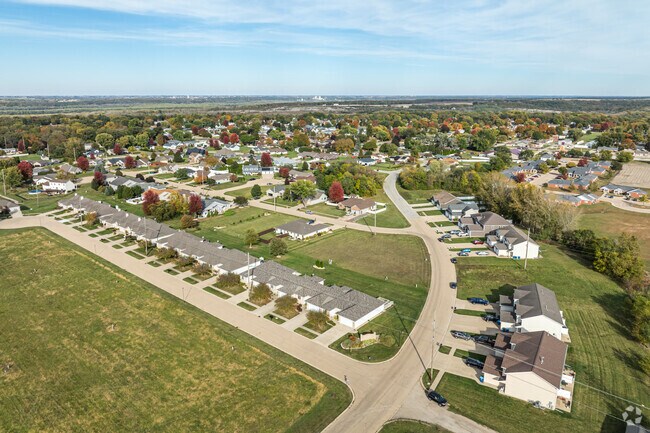 Aerial view shows tree-lined neighborhoods in Oglesby.
