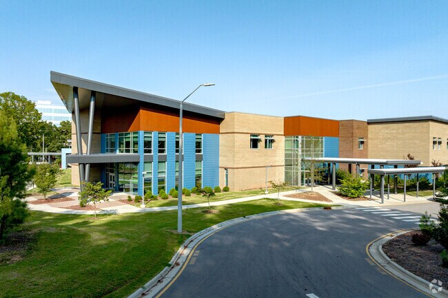 The Stough Elementary School has a beautiful campus in Crabtree.