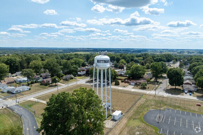 Standing tall over Rittman, Ohio, the water tower is a local landmark.